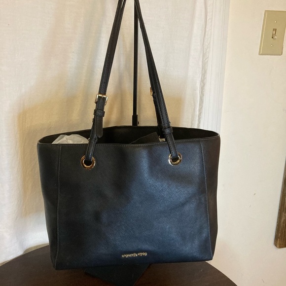 MICHAEL KORS CANVAS TOTE SHOULDERBAG BLACK LARGE PRELOVED - Picture 1 of 12